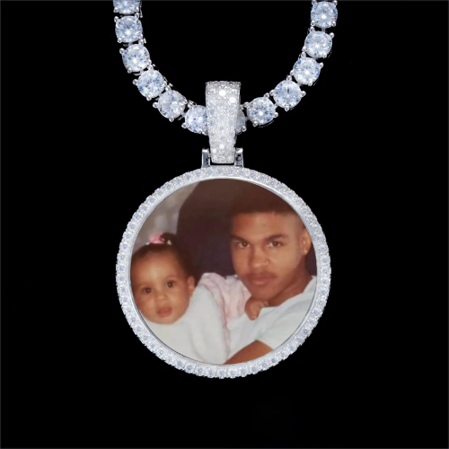 925S & VVS Moissanite 3D Circle Custom Picture Pendant