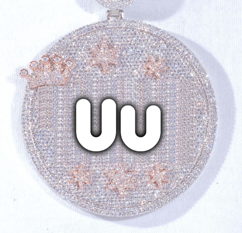 CUSTOM LETTER NECKLACE 3D BIG CROWN DISC