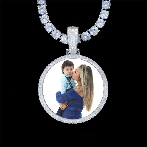 925S & VVS Moissanite 3D Circle Custom Picture Pendant