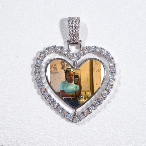 3D Spinning 2-Faced Heart Custom Picture Pendant