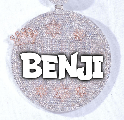 CUSTOM LETTER NECKLACE 3D BIG CROWN DISC