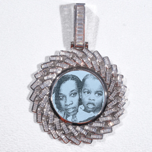 Large 3D Baguette Custom Picture Pendant