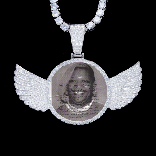 925S & VVS Moissanite 3D Wing Custom Picture Pendant