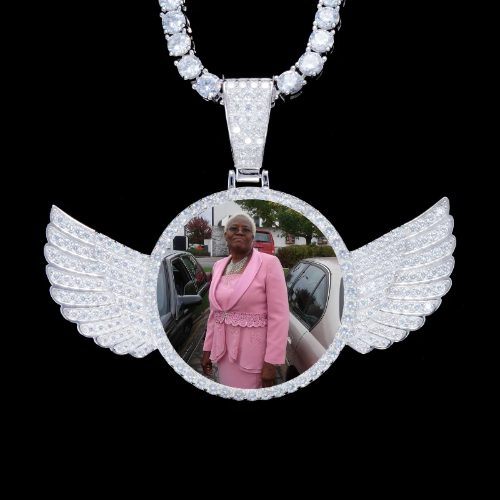 925S & VVS Moissanite 3D Wing Custom Picture Pendant
