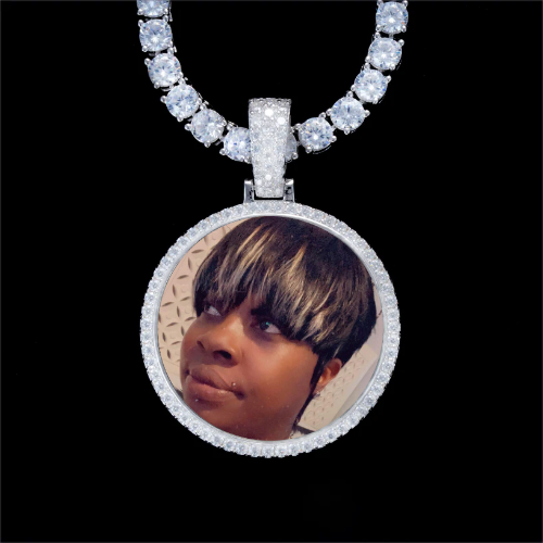925S & VVS Moissanite 3D Circle Custom Picture Pendant