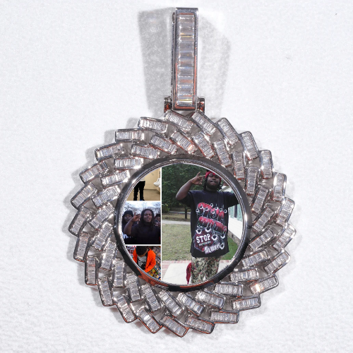Large 3D Baguette Custom Picture Pendant
