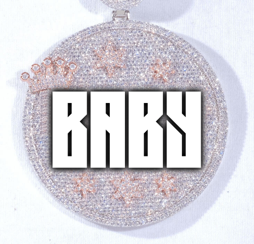 CUSTOM LETTER NECKLACE 3D BIG CROWN DISC