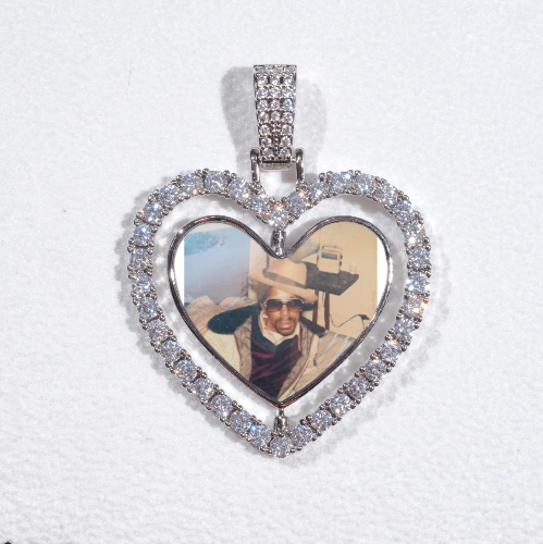 3D Spinning 2-Faced Heart Custom Picture Pendant