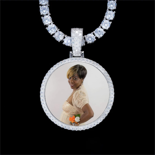925S & VVS Moissanite 3D Circle Custom Picture Pendant