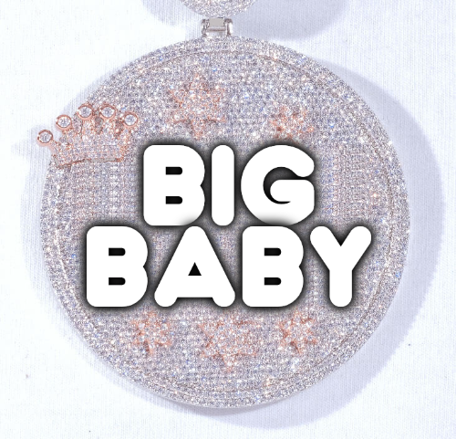 CUSTOM LETTER NECKLACE 3D BIG CROWN DISC