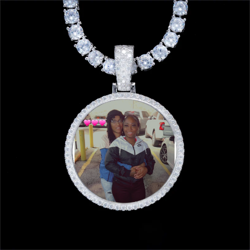 925S & VVS Moissanite 3D Circle Custom Picture Pendant