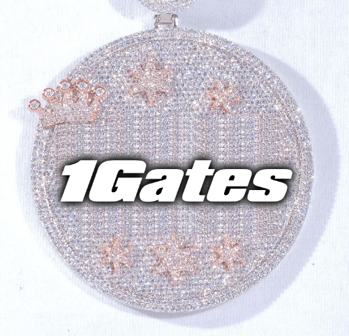 CUSTOM LETTER NECKLACE 3D BIG CROWN DISC