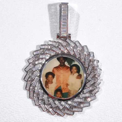 Large 3D Baguette Custom Picture Pendant