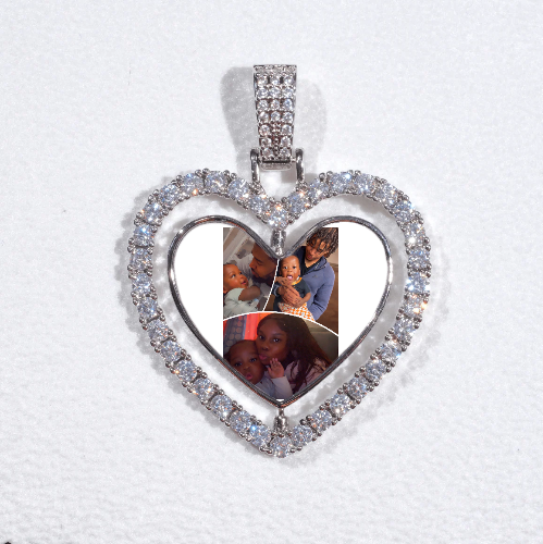 3D Spinning 2-Faced Heart Custom Picture Pendant