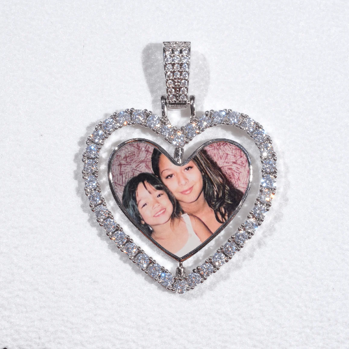 3D Spinning 2-Faced Heart Custom Picture Pendant