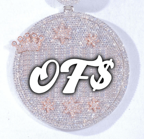 CUSTOM LETTER NECKLACE 3D BIG CROWN DISC