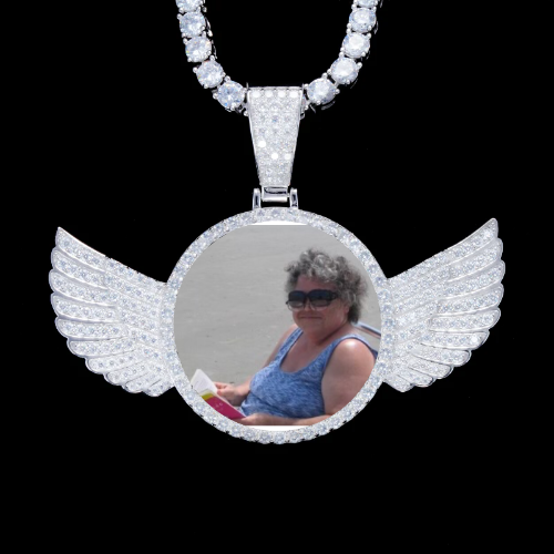 925S & VVS Moissanite 3D Wing Custom Picture Pendant