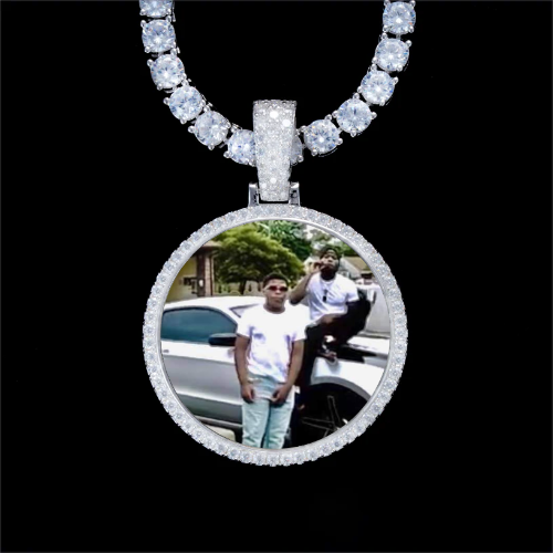 925S & VVS Moissanite 3D Circle Custom Picture Pendant