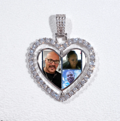 3D Spinning 2-Faced Heart Custom Picture Pendant