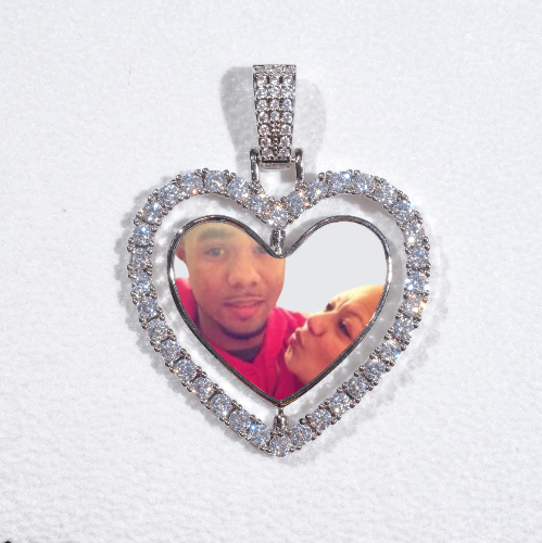 3D Spinning 2-Faced Heart Custom Picture Pendant