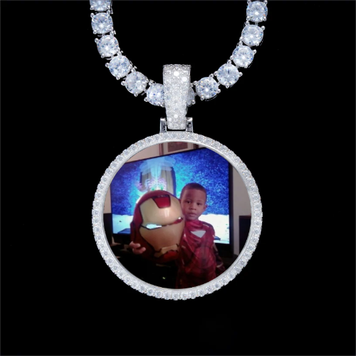 925S & VVS Moissanite 3D Circle Custom Picture Pendant
