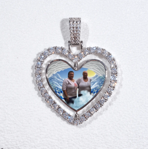 3D Spinning 2-Faced Heart Custom Picture Pendant