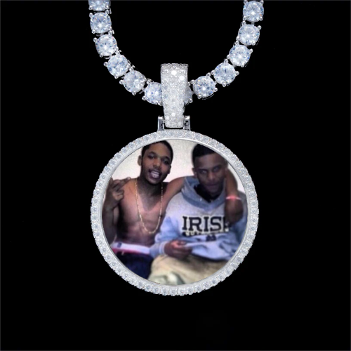 925S & VVS Moissanite 3D Circle Custom Picture Pendant