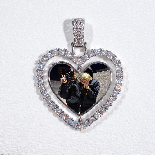 3D Spinning 2-Faced Heart Custom Picture Pendant