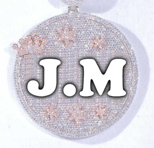 CUSTOM LETTER NECKLACE 3D BIG CROWN DISC
