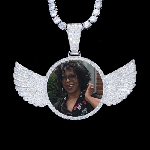 925S & VVS Moissanite 3D Wing Custom Picture Pendant