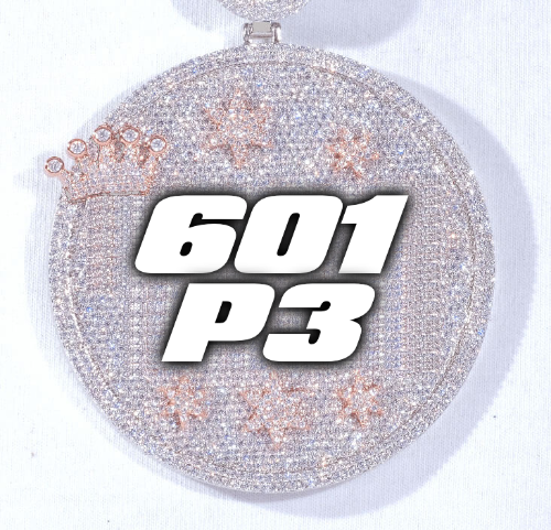 CUSTOM LETTER NECKLACE 3D BIG CROWN DISC