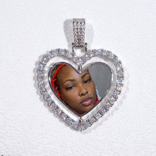 3D Spinning 2-Faced Heart Custom Picture Pendant
