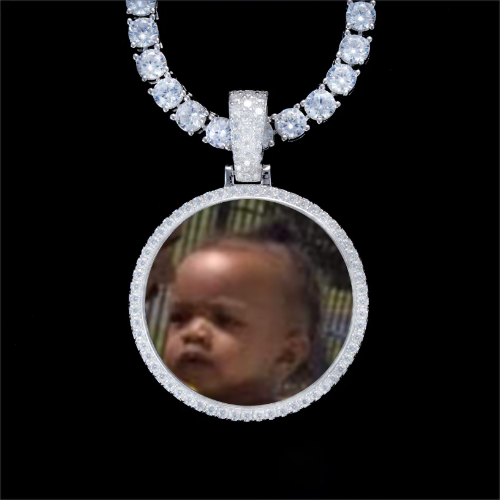 925S & VVS Moissanite 3D Circle Custom Picture Pendant