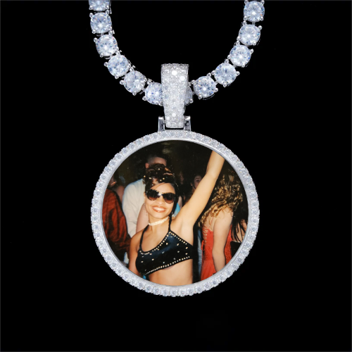 925S & VVS Moissanite 3D Circle Custom Picture Pendant
