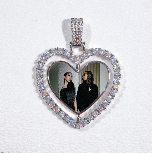 3D Spinning 2-Faced Heart Custom Picture Pendant