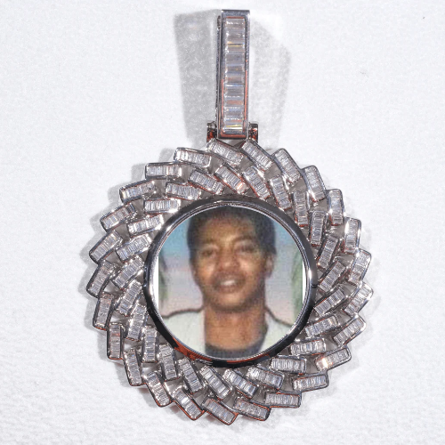 Large 3D Baguette Custom Picture Pendant