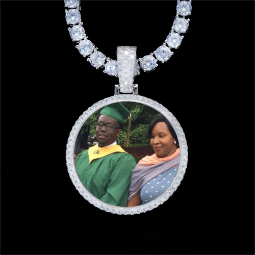 925S & VVS Moissanite 3D Circle Custom Picture Pendant