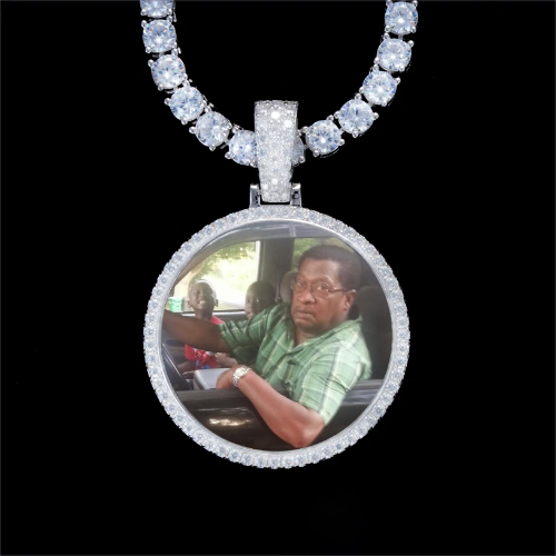 925S & VVS Moissanite 3D Circle Custom Picture Pendant