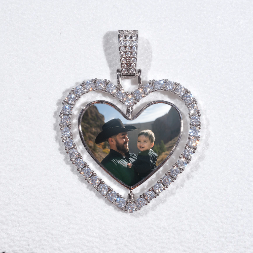 3D Spinning 2-Faced Heart Custom Picture Pendant
