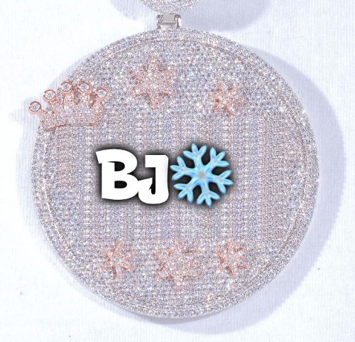 CUSTOM LETTER NECKLACE 3D BIG CROWN DISC