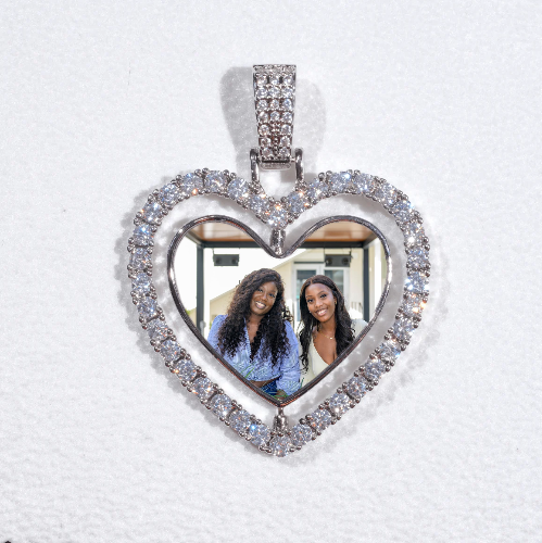 3D Spinning 2-Faced Heart Custom Picture Pendant
