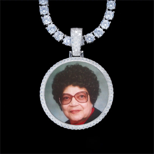 925S & VVS Moissanite 3D Circle Custom Picture Pendant