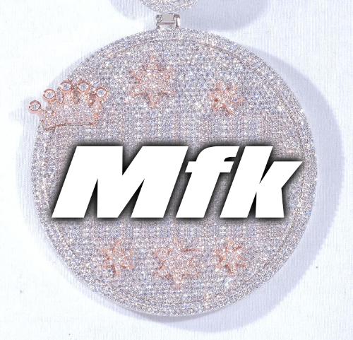 CUSTOM LETTER NECKLACE 3D BIG CROWN DISC