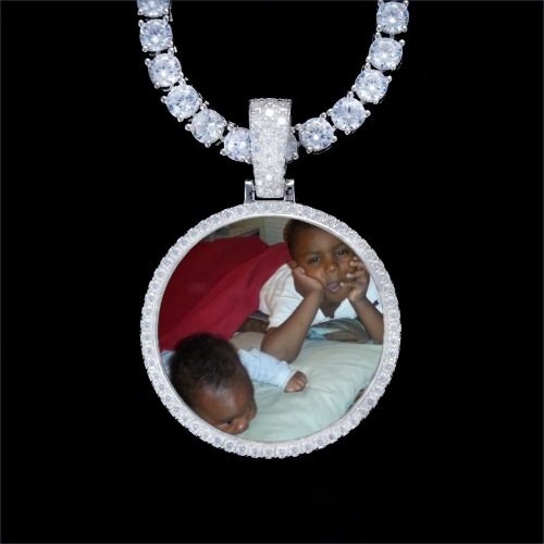 925S & VVS Moissanite 3D Circle Custom Picture Pendant