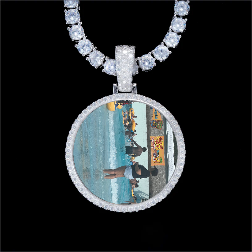 925S & VVS Moissanite 3D Circle Custom Picture Pendant