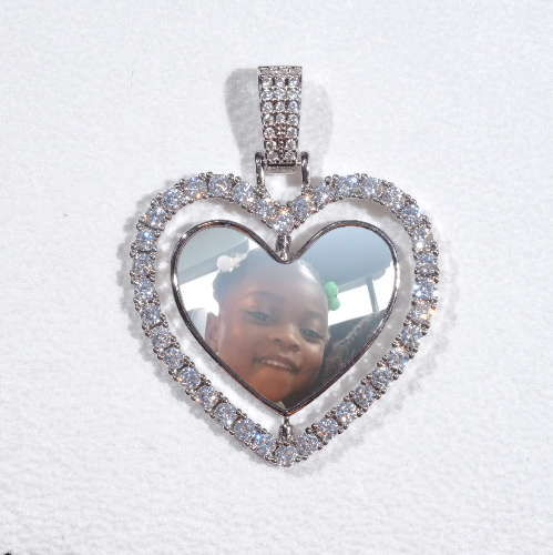3D Spinning 2-Faced Heart Custom Picture Pendant