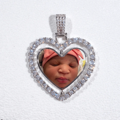 3D Spinning 2-Faced Heart Custom Picture Pendant