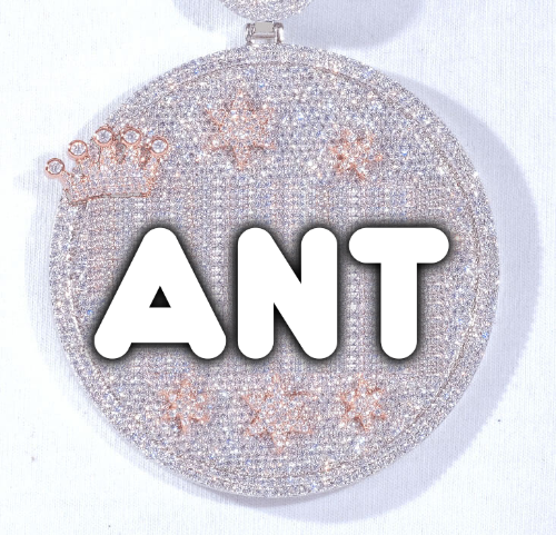CUSTOM LETTER NECKLACE 3D BIG CROWN DISC
