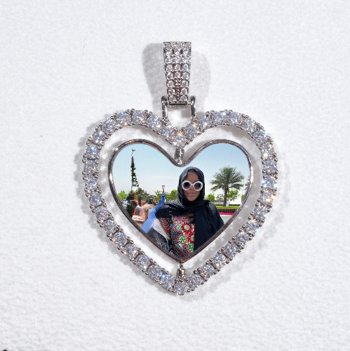 3D Spinning 2-Faced Heart Custom Picture Pendant