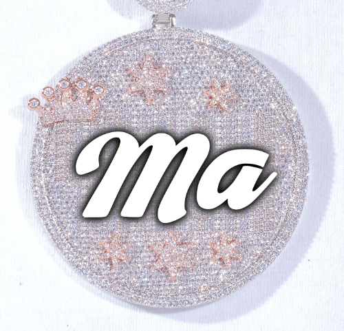 CUSTOM LETTER NECKLACE 3D BIG CROWN DISC